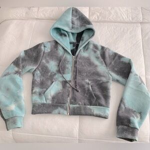 Hyfve Tie Dye Zip Up Cropped Sweatshirt - M